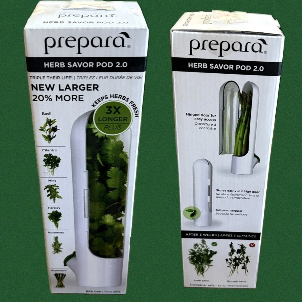 Prepara Herb Savor Pod 2.0 White Large Herb Keeper Fresh Storage New In Box